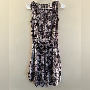 White House Black Market Purple/Black Sleeveless Ruffle Dress - 0